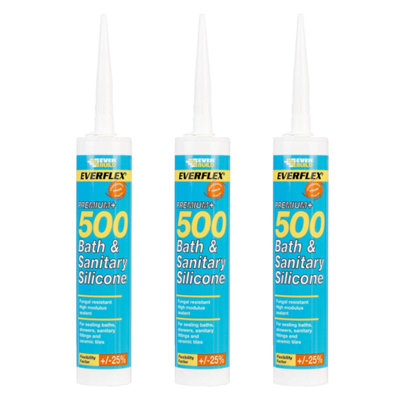 Everbuild Everflex 500 Bath and Sanitary Silicone Silicone Sealant, Manhattan Grey, 295 ml (Pack of 3)