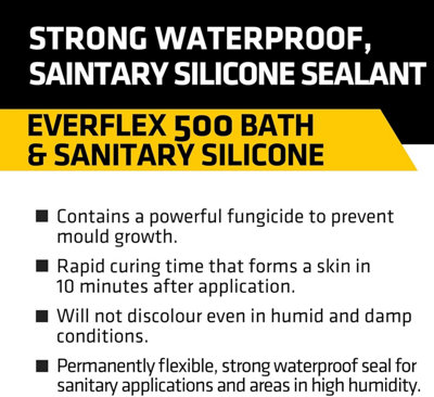 Everbuild Everflex 500 Bath and Sanitary Silicone, Stone, 295 ml (Pack of 3)