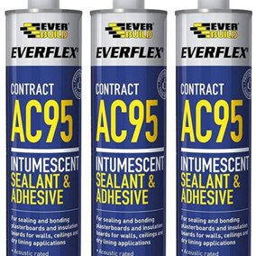 Everbuild Everflex AC95 Intumescent Sealant & Adhesive White 900ml (Pack of 3)