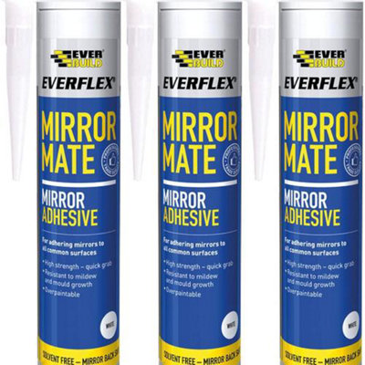 Everbuild Everflex Mirror Mate Mirror Adhesive, White, 290 ml (Pack of