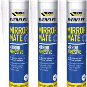 Everbuild Everflex Mirror Mate Mirror Adhesive, White, 290 ml (Pack of 3)
