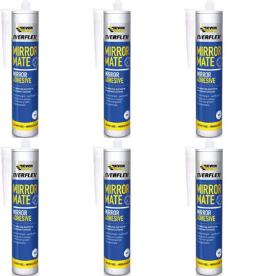 Everbuild Everflex Mirror Mate Mirror Adhesive, White, 290 ml (Pack of 6)