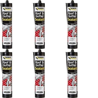 Everbuild Everflex Roof and Gutter Sealant, Black, 300ml (Pack of 6)