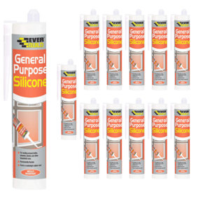 Everbuild General Purpose Silicone Sealant Grey 280ml (Pack Of 12)
