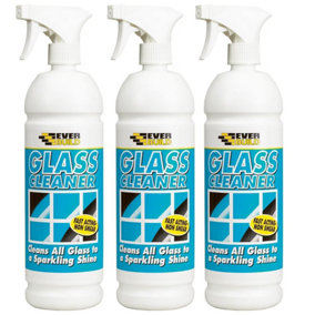 Everbuild Glass Cleaner Ready To Use Spray, 1 Litre (Pack of 3)