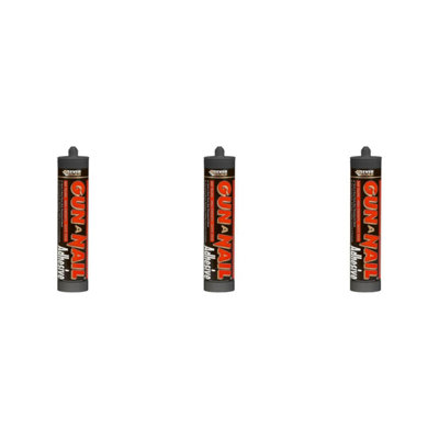 Everbuild Gun A Nail High Strength Building Adhesive White 295 ml (Pack of 3) - Gap Filling, Quick Grab Building