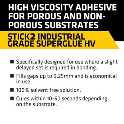 Everbuild HV20 Stick 2 Industrial Grade High Viscosity Glue, Clear, 20 g (Pack Of 12)