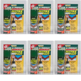 Everbuild Mitre Fast Instant Bonding Adhesive Kit, 50 g Adhesive, 200 ml Activator   (MITRE1)n (Pack of 6)