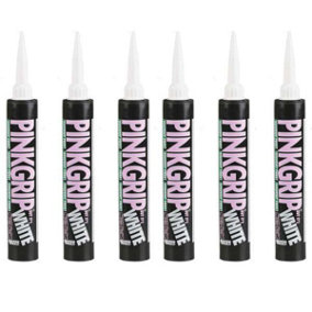 Everbuild Pinkgrip Solvent Free Grab Adhesive White 380 ml (Pack Of 6)
