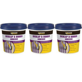Everbuild Ready Mixed Overlap and Border Adhesive High Tack for Quick Bonding Ready to Use White 500g Tub (Pack Of 3)
