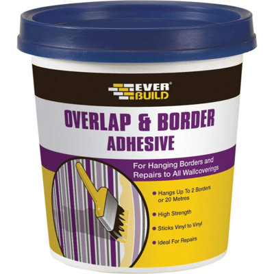 Everbuild Ready Mixed Overlap and Border Adhesive High Tack for Quick Bonding Ready to Use White 500g Tub