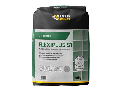 Everbuild RSPLUS 711 TileSet Flexiplus Tile Adhesive Grey 20kg EVBRSPLUS20