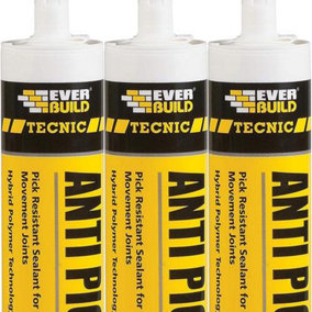 Everbuild Tecnic Anti 109 Pick Resistant Sealant, White, 295 ml  (Pack of 3)