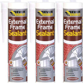 Everbuild Weather and Waterproof Window and Door Frame Acrylic Sealant, White, 290 ml         EXTWE(n) (Pack of 3)