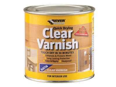 Everbuild WVARCLS02 Quick Dry Wood Varnish Satin Clear 250ml EVBWVARCLS02