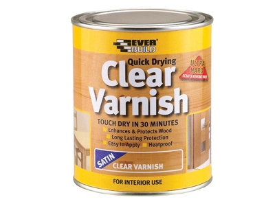 Everbuild WVARCLS07 Quick Dry Wood Varnish Satin Clear 750ml EVBWVARCLS07