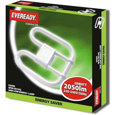 Eveready 28W 4 Pin 2D Energy Saving Lamp White One Size