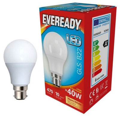 Eveready 5.5w BC 3000k Frosted GLS LED Light Bulb - Warm White