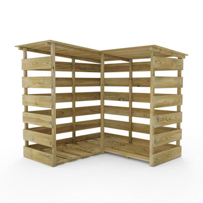 Everest Wooden Log Store (Corner - 140cm Wide, 123cm Tall)