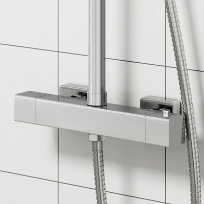 Evergrow Bathroom Square Exposed Thermostatic Dual Control Shower Mixer