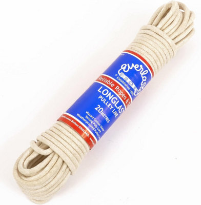 Everlasto 'Longlast' Waxed Weatherproof Cotton Clothesline Pulley Line 6mm x 25M