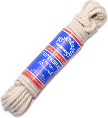 Everlasto UK Made 'Superbraid' Solid Braided Natural Cotton Sash Cord No.8 6.5mm x 10M