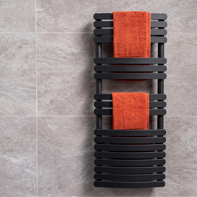 Everly Anthracite Heated Towel Rail - 1200x500mm