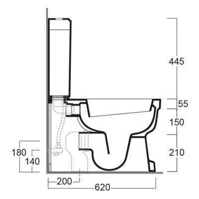 Everly Traditional Close Coupled Toilet with Soft Close Seat - 5