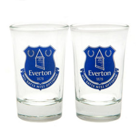 Everton FC Crest Shot Gl (Pack of 2) Clear/Royal Blue (One Size)