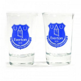 Everton FC Shot Gl Set (Pack of 2) Clear/Blue (One Size)