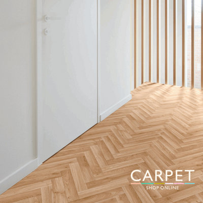 EverTread Herringbone Dark Oak Wood Effect Vinyl Floor 3.5m x 4m