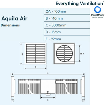 Everything Ventilation Bathroom Extractor Fan Kit with PVC Ducting & 2 Fixed Louver Grills with Electronic Timer