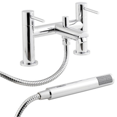 Evian Deck Mount Round Bath Shower Mixer Tap with Shower Kit - Chrome - Balterley