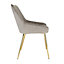 Evie Dining Accent Chair Upholstered in Velvet Fabric  - Grey/Gold