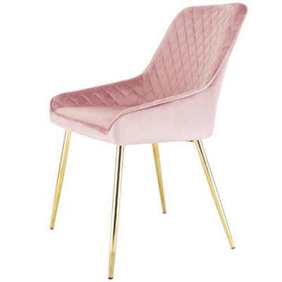 Evie Dining Accent Chair Upholstered in Velvet Fabric Pink DIY at B&Q