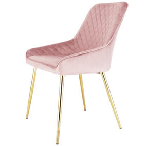 Evie Dining Accent Chair Upholstered in Velvet Fabric  - Pink
