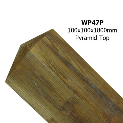 Evington Farm/Field Style 5 Bar Gate Pyramid Top Posts - Pressure Treated Scandinavian Redwood - L1800 x W100 x H100 mm