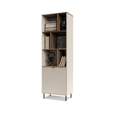 Evo Open Bookcase with Modern Textured Door