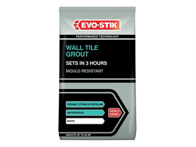 EVO-STIK 30812723 Wall Tile Grout Mould Resistant White 1.5kg EVO478718