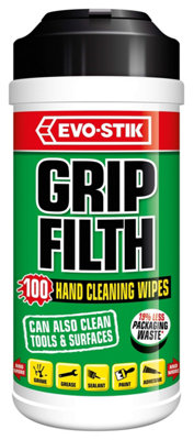 Evo-Stik Grip Filth Hand Tool Surface Cleaning Wipes 100 Per Pack (2 Packs)