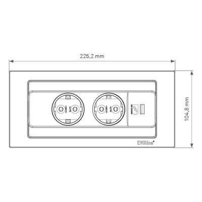 EVOline Backflip in Black Glass, 2 UK Sockets, 1 USB-C, Worktop Socket
