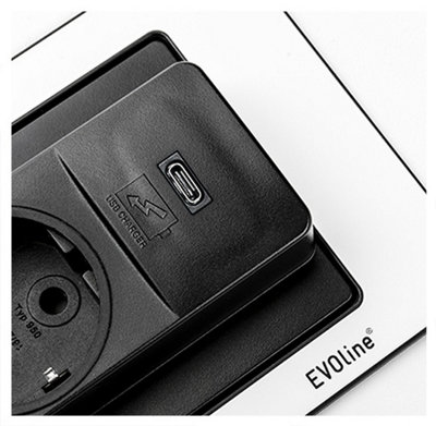EVOline Backflip in Matt Black Glass, 2 UK Sockets, 1 USB-C, Worktop Socket