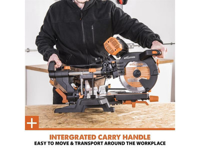 Evolution 053-0001C R255SMS-DB+ Multi-Material Sliding Mitre Saw 255mm 2000W 240V EVLR255SMSDB