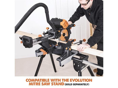 Evolution 053-0001C R255SMS-DB+ Multi-Material Sliding Mitre Saw 255mm 2000W 240V EVLR255SMSDB