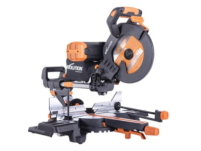 Evolution 053-0002C R255SMS-DB+ Multi-Material Sliding Mitre Saw 255mm 1600W 110V EVLR255SMDBL