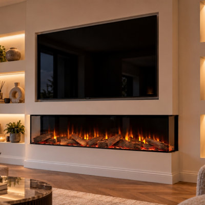 Evolution Fires Advance 1800 Media Wall Electric Fire, 3-Sided Glass ...