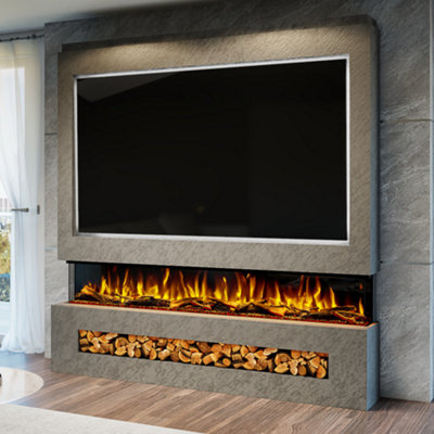 Evolution Fires Pre-Built Media Wall Package 16 with 82 Inch 3-Sided ...