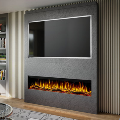 Evolution Fires Pre-Built Media Wall Package 17 with 60 Inch 3-Sided ...