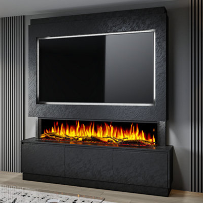 Evolution Fires Pre-Built Media Wall Package 21 with 60 Inch 3-Sided ...