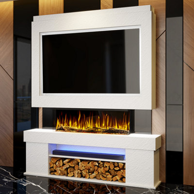 Evolution Fires Pre-Built Media Wall Package 3 with 44 Inch 3-Sided ...